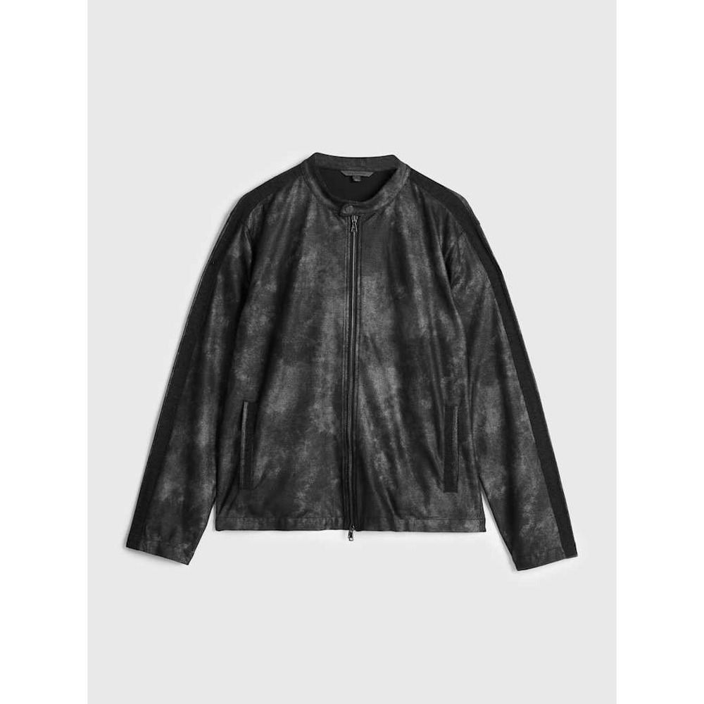 John Varvatos Hartley Racer Moto Jacket Black Gray Metallic Mens Large MSRP $498